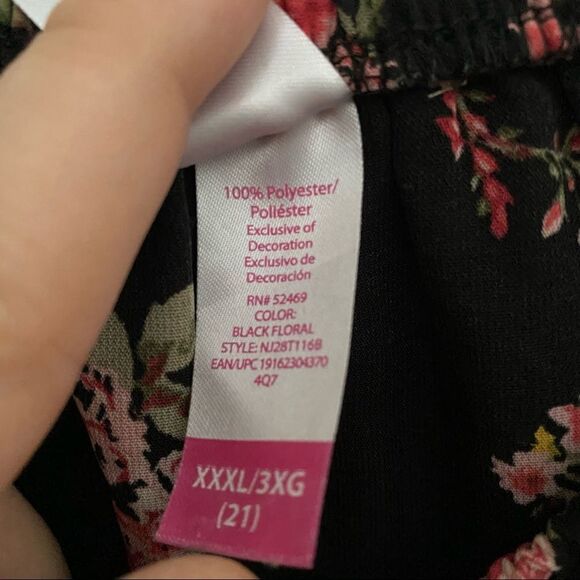 No Boundaries Blouse Cold Shoulder Floral Print Black Ruffle Casual Juniors Plus - Picture 5 of 8